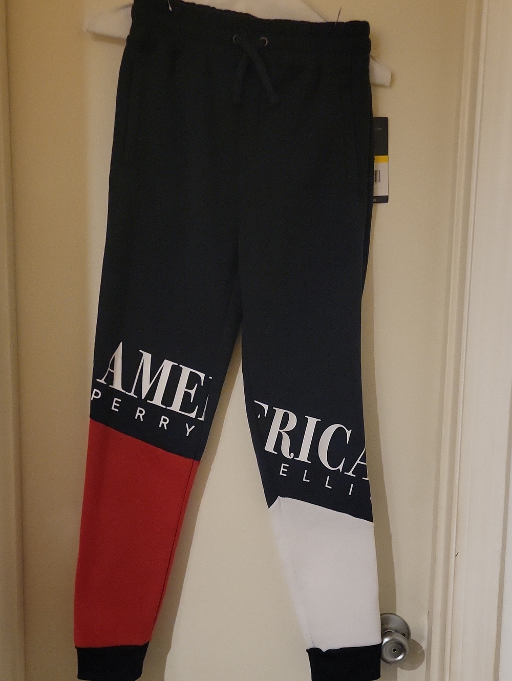 Perry Ellis Colorblock Joggers - Black, Red & White